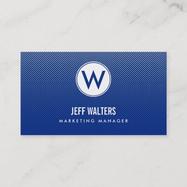 Blue Modern Halftone Business Cards Visitenkarte (Vorderseite)