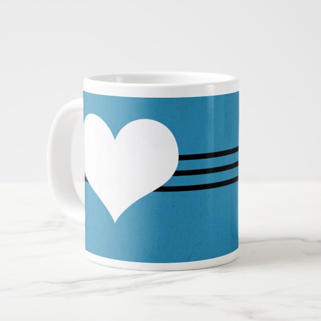 Blue Modern Heart Jumbo Tasse (Vorderseite Links)