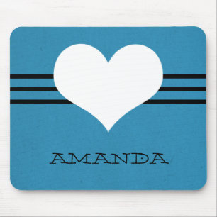 Blue Modern Heart Mousepad