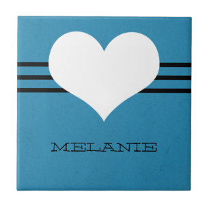 Blue Modern Heart Tile Fliese