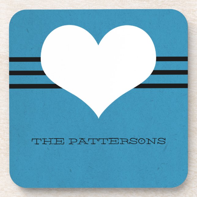 Blue Modern Heart Untersetzer Set (Vorderseite)