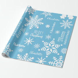 Blue Modern Individuelle Name Christmas Holiday Sn Geschenkpapier