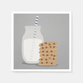Blue Modern Milk and Cookies Paper Teller Napkins Serviette
