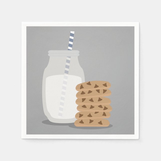 Blue Modern Milk and Cookies Paper Teller Napkins Serviette (Vorderseite)