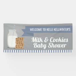Blue Modern Milk and Cookies Striping Banner