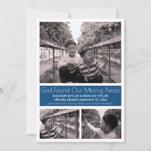 Blue Modern Minimalistische Child Adoption 3 Foto Ankündigung