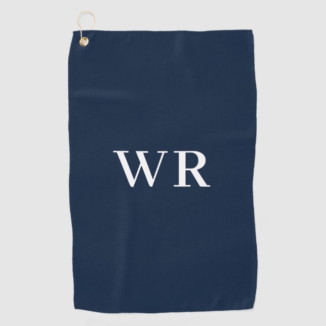 Blue Modern Monogram Golf Towel Golfhandtuch (Vorderseite)