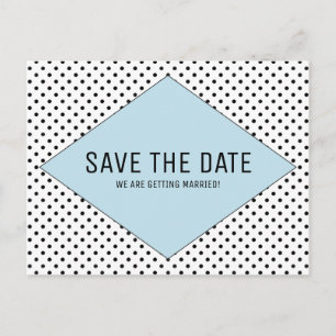 Blue Modern Polka Dots Save the Date Ankündigungspostkarte