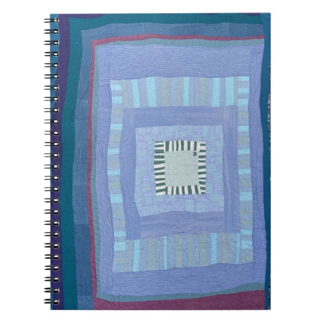 Blue modern quilt notebook notizblock (Vorderseite)
