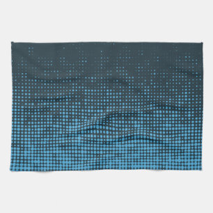 Blue, modern, retro, cool, trendy dot pattern geschirrtuch