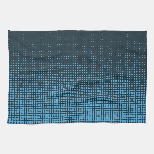 Blue, modern, retro, cool, trendy dot pattern geschirrtuch (Horizontal)