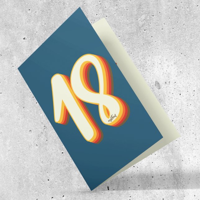 Blue Modern Retro Groovy Achtzehn 18. Geburtstag Karte (Von Creator hochgeladen)