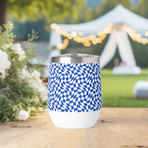 Blue modern retro swirl checkered