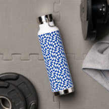 Blue modern retro swirl checkered