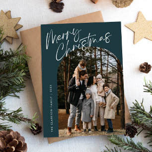 Blue Modern Script Frohe Weihnachtsgeschichte 2 Fo Feiertagskarte