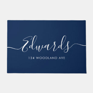 Blue Modern Script Personalisiert Doormat Fußmatte