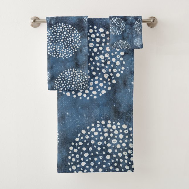  Blue Modern Shibori Indigo Badhandtuch Set (Insitu)