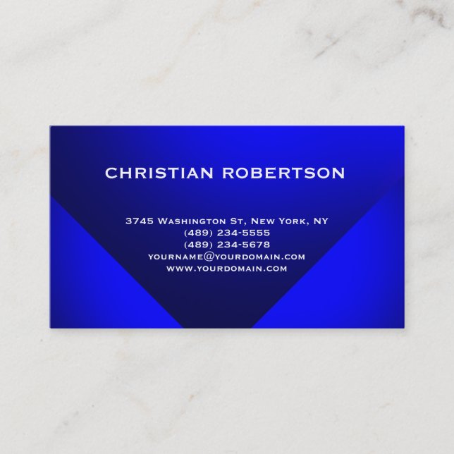 Blue Modern Simple Schlicht Business Card Visitenkarte (Vorderseite)