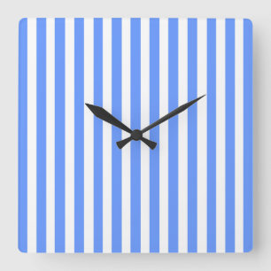 Blue Modern Stripes Quadratische Wanduhr