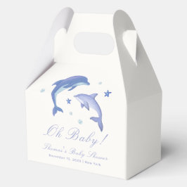 Blue Modern Summer Dolphin Stars Baby Dusche Geschenkschachtel