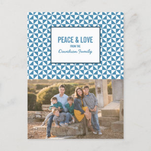 Blue Modern Triangle Holiday Foto Postcard Feiertagspostkarte