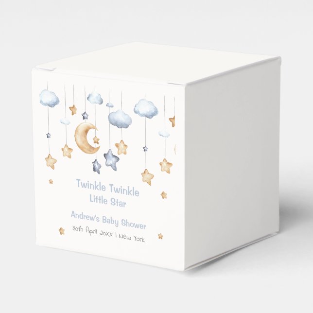 Blue Modern Twinkle Twinkle Baby Dusche Geschenkschachtel (Vorderseite)