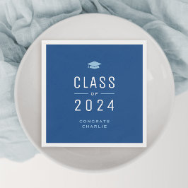 Blue Modern Typografy Class of 2024 Abschluss Serviette