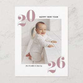 Blue Modern Typografy Happy New Year 2022 Foto Feiertagspostkarte