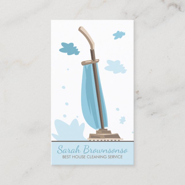 Blue Modern Vacuum Cleaner House Reinigung Visitenkarte (Vorderseite)