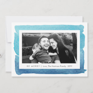 Blue Modern Watercolor Zwei Fotos Weihnachten