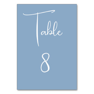 Blue Modern Wedding Party Script Tischnummer