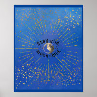 Blue Modern Wild Moon Child Stars Galaxy Bleibe