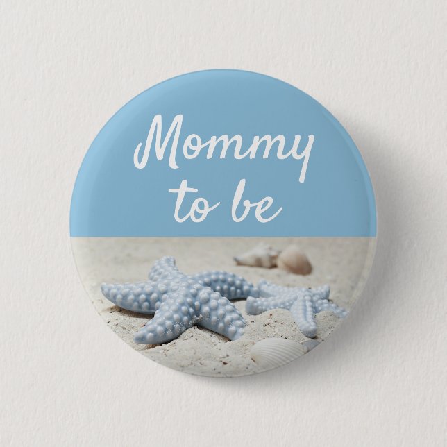 Blue Mommy to be Baby Starfish Showbutton Button (Vorderseite)