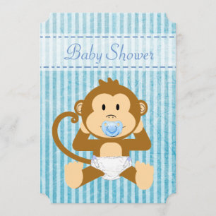 Blue Monkey Baby Dusche a Boy Einladungen