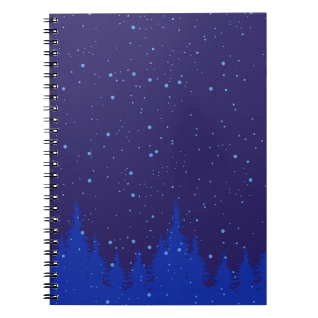 Blue Monochromatic Snowy Weihnachtsdesign Notizblock (Vorderseite)