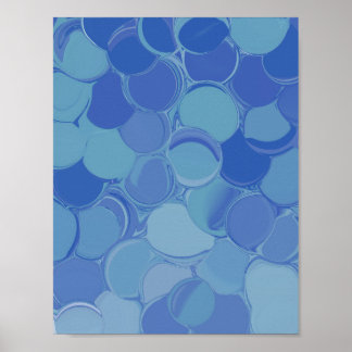 Blue Monochrome Abstract Bubble Pattern Modern Wal Poster
