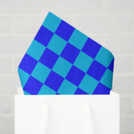 Blue Monochrome Checkerboard Pattern Seidenpapier