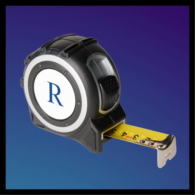 Blue Monogram auf White Custom Handyman Gift Tool Maßband (Von Creator hochgeladen)