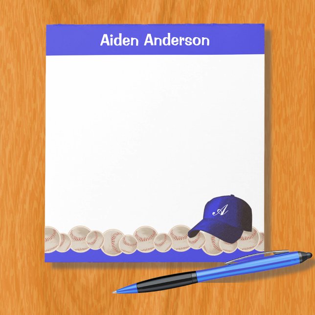 Blue Monogram Baseball-Editor Notizblock (Von Creator hochgeladen)