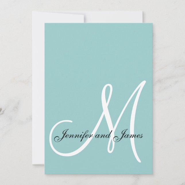 Blue Monogram Initial 2013 Einladung zur Hochzeit (Vorderseite)