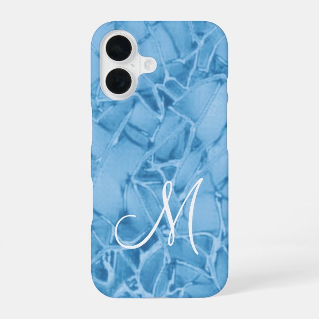 Blue Monogram iPhone 16 Hülle (Rückseite)