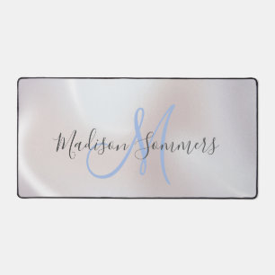 Blue Monogram Iridescent Pearlescent Desk Mat Schreibtischunterlage