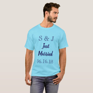 Blue Monogram Just Married T-Shirt