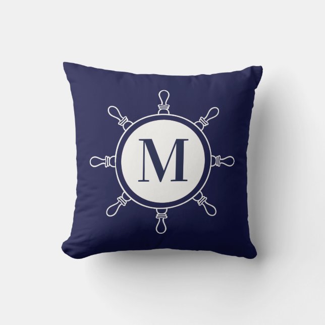 Blue Monogram Kissen (Vorderseite)