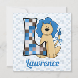 Blue Monogram L Kid's Birthday Party Einladung