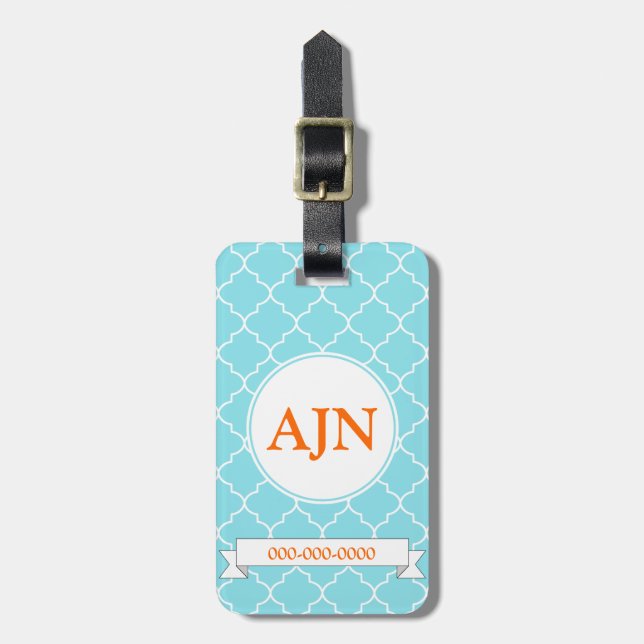 Blue Monogram Luggage Tag Gepäckanhänger (Vorderseite vertikal)