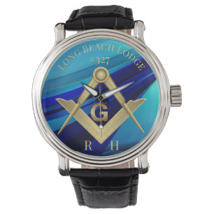 Blue Monogram Masonic Lodge Armbanduhr