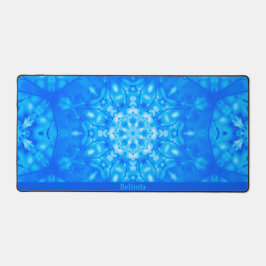 Blue Monogram Name Watercolor Modern Desk Mat Schreibtischunterlage