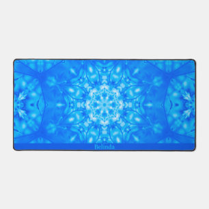 Blue Monogram Name Watercolor Modern Desk Mat Schreibtischunterlage