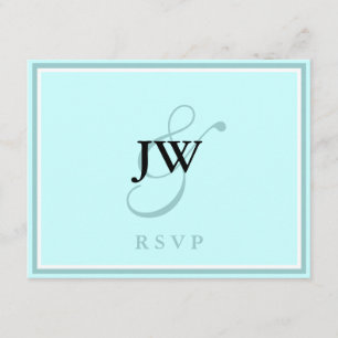 Blue Monogram RSVP Card Karte